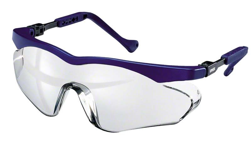 Leichte blaue Schutzbrille uvex iSpec Flexi Fit II mit Seitenschutz.