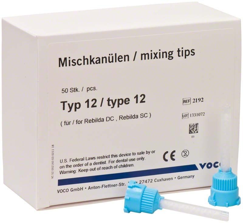 Mischkanülen Typ 12 Verpackung mit zwei blauen Mixingtips.