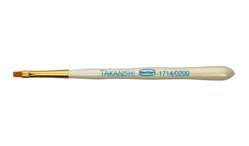 Takanishi Kunsthaarpinsel mit formstabiler Spitze für Dentalanwendungen.