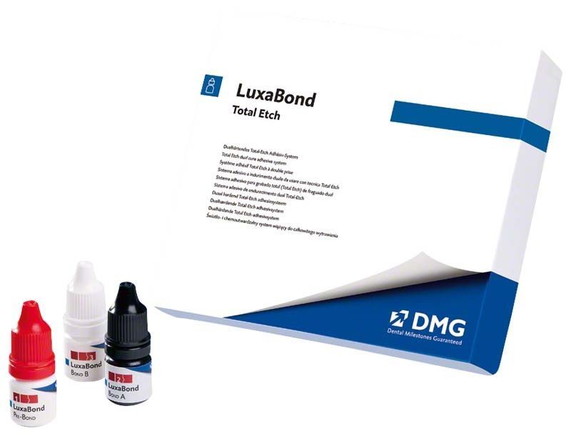 LuxaBond Total Etch Verpackung mit drei Fläschchen und DMG-Logo.