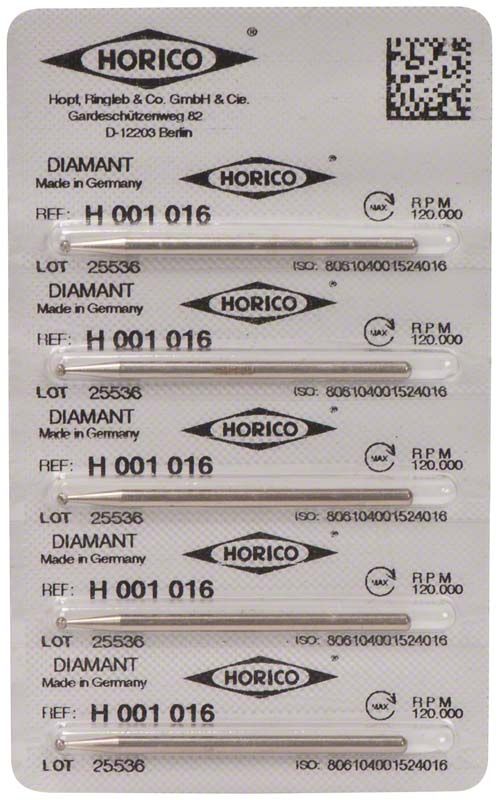 Verpackung von Diamantschleifern Diamant H 001 016 von Horico.