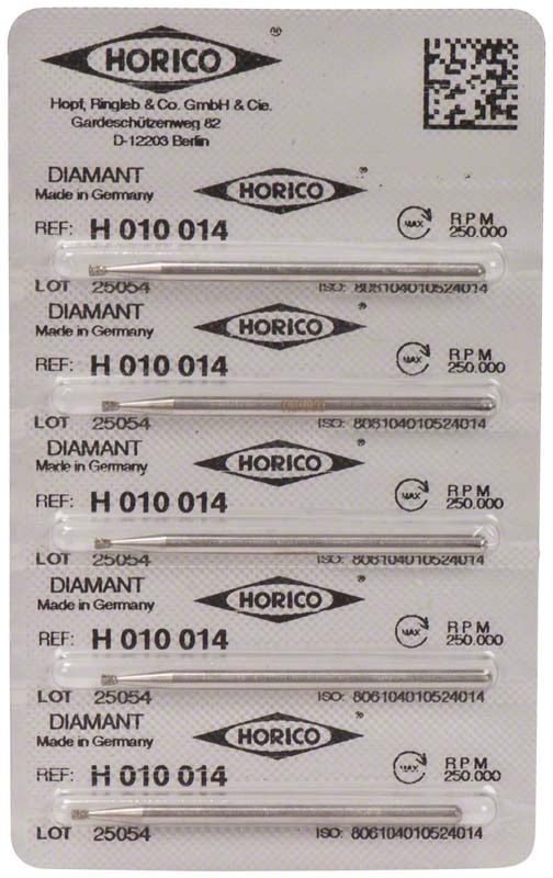 Verpackung von Diamantschleifern Diamant H 010 014 für Dentalmedizin.