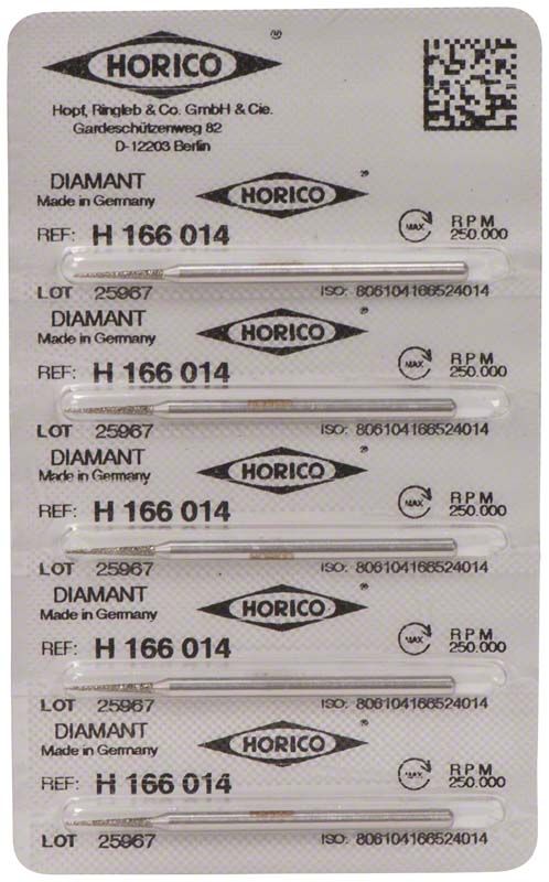Verpackung von Diamant H 166 014 mit fünf steril verpackten Einheiten.
