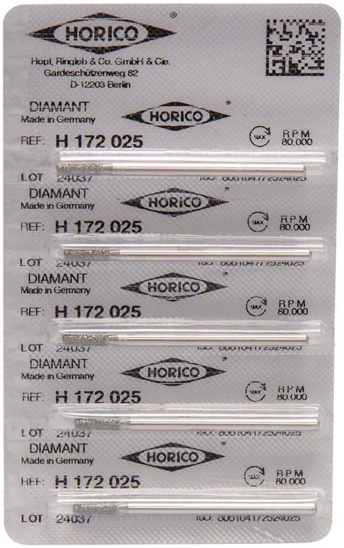 Blisterverpackung mit Diamantbohrer Modell H 172 025, sechs Stück.