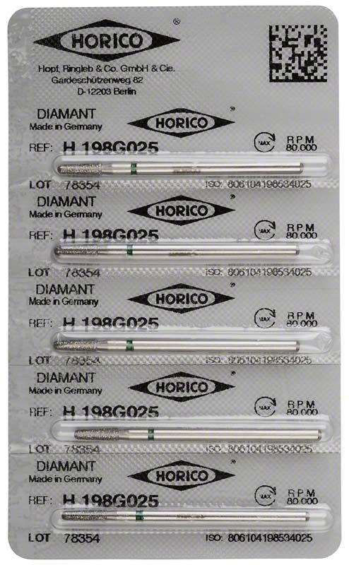 Packung mit fünf Diamantschleifern H 198G 025 von Horico.