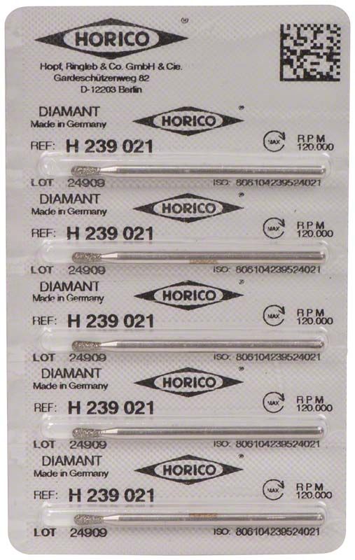 Verpackung von Diamant H 239 021 Dentalinstrumenten, fünf sterile Einheiten.