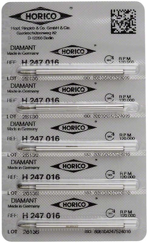 Blisterpackung mit Diamantfräsen Diamant H 247 016 von Horico.