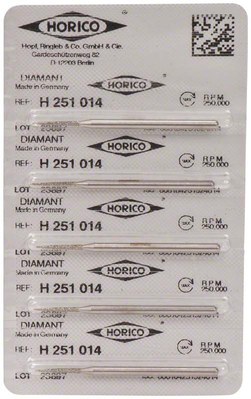 Zahnarztbohrer Diamant H 251 014 in Blisterverpackung.