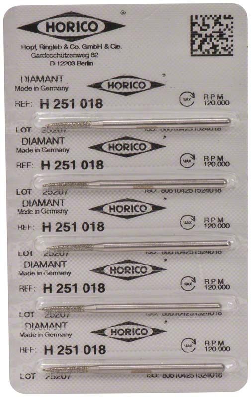 Verpackung von Diamantschleifern Modell H 251 018 für Zahnmedizin.