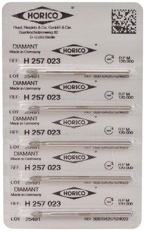 Verpackung mit fünf Diamant-Instrumenten, Referenz H 257 023.