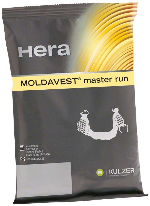 Verpackung von Moldavest® master run mit Hera-Logo und grafischem Design.