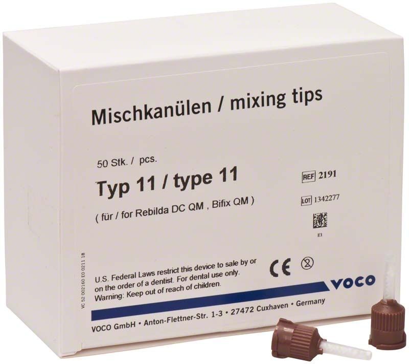 Mischkanülen Typ 11 Verpackung mit braunem Mischaufsatz.