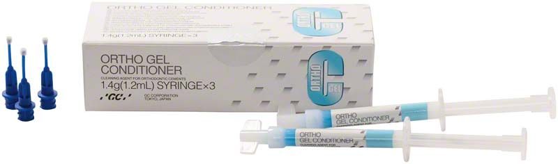 Fuji Ortho Gel Conditioner in Spritzen mit blauen Aufsätzen und Verpackung