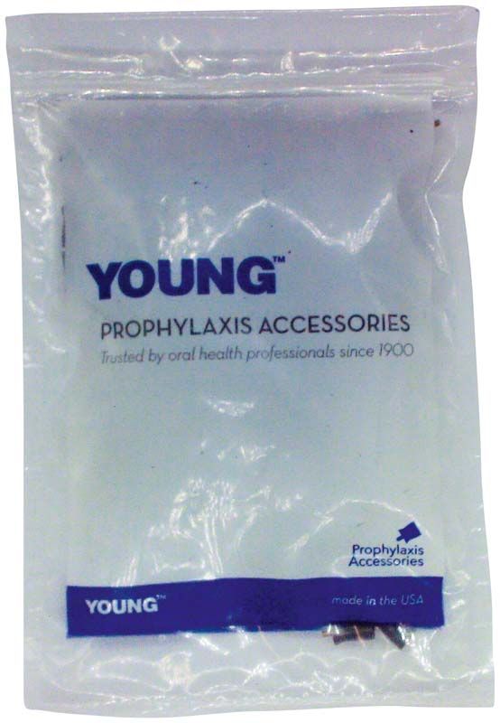 Verpackung der YOUNG Prophylaxis Accessories mit Markenlogo.