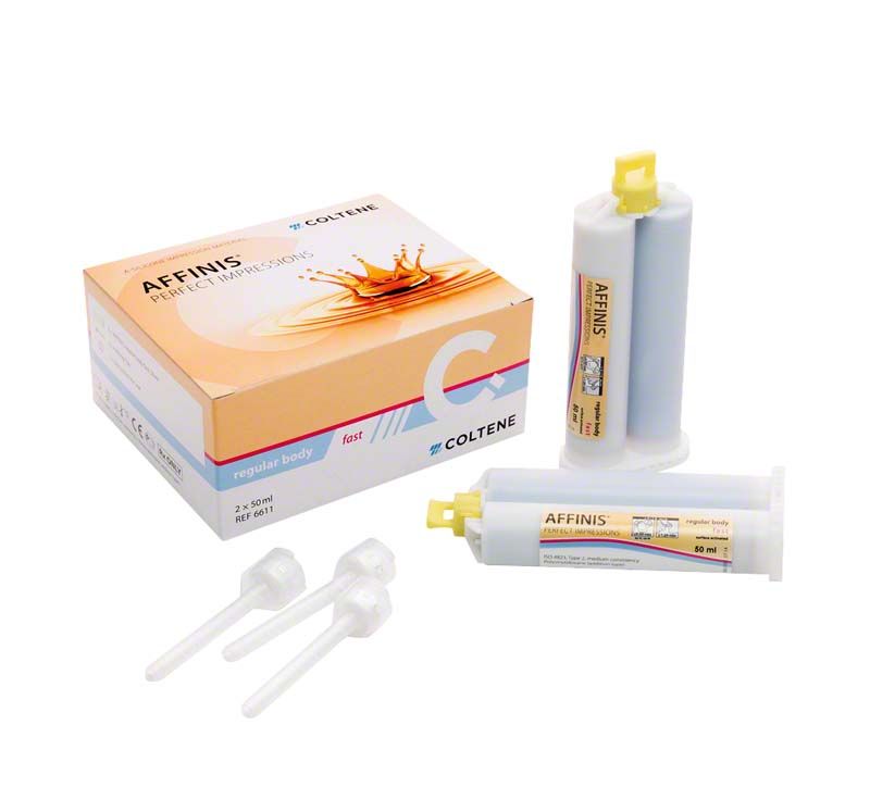 AFFINIS® System 50 fast regular body Nachfüllpackung mit zwei Kartuschen und Mischkanülen.