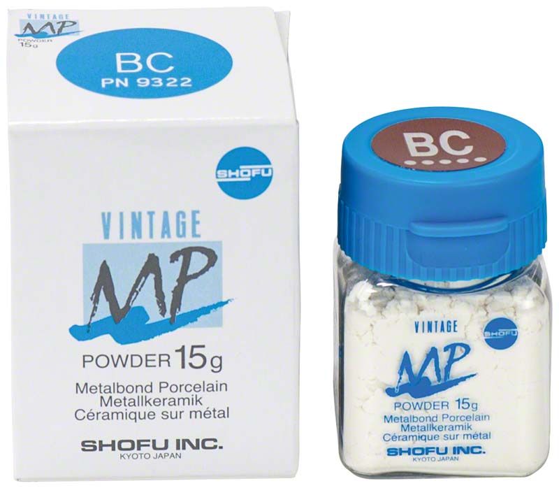 VINTAGE MP Metallkeramikpulver 15g mit blauer Verschlusskappe und Verpackung.
