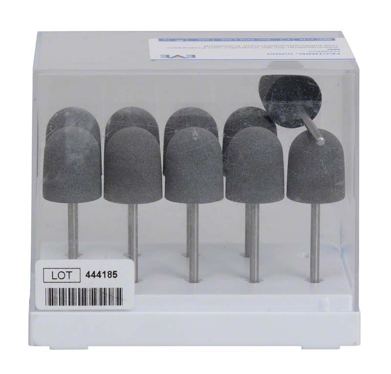 10 EVE TECHNIK Polierer mit Siliziumcarbidkörnung in transparenter Verpackung.