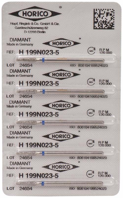 Blisterverpackung mit sechs Diamantschleifern Horico H 199N 023.