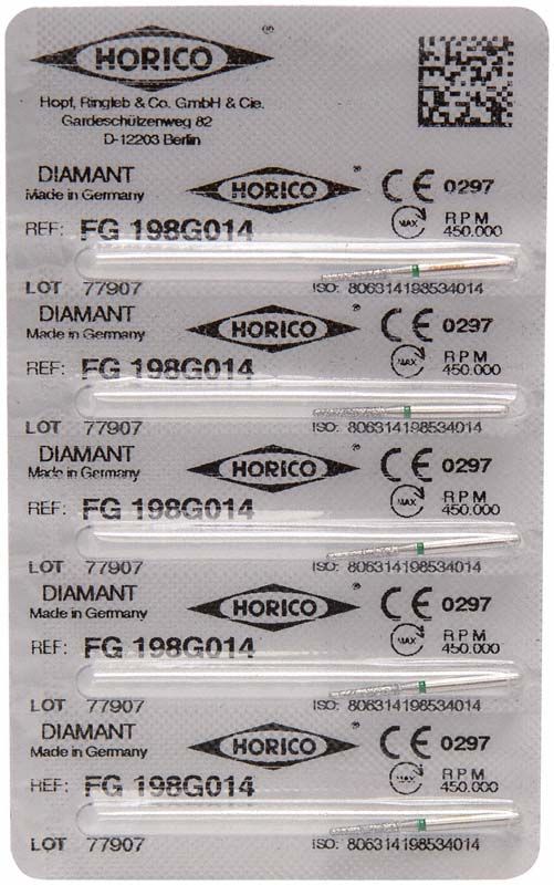 Verpackung mit Diamantbohrern, Modell FG 198G 014, von Horico.
