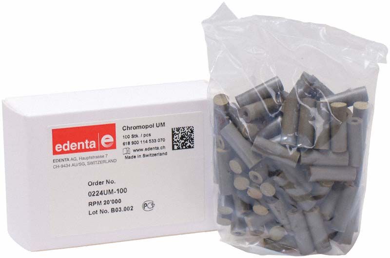 ChromoPol Polierer braun, kleine Walze, mittlere Körnung in Verpackung.