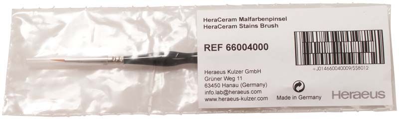 HeraCeram® Malfarbenpinsel in transparenter Verpackung mit Etikett und Barcode.