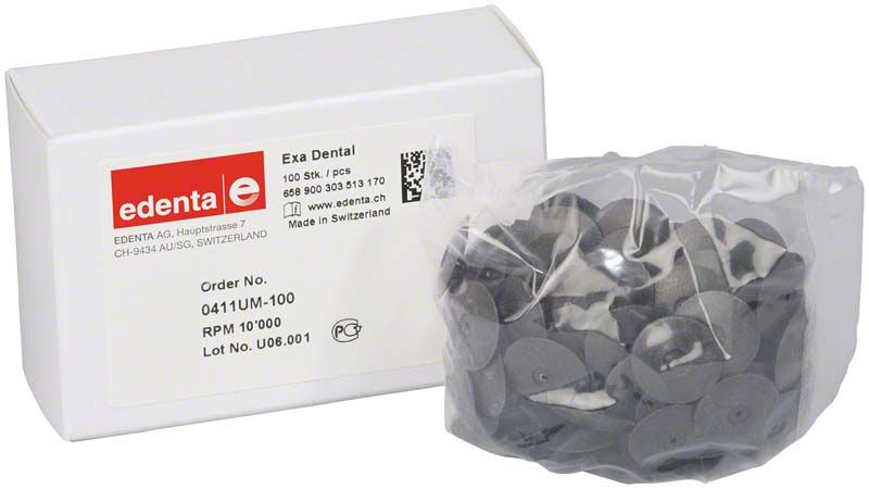 Exa Dental Polierer schwarz unmontiert, 100er Packung, kleine feine Scheiben.