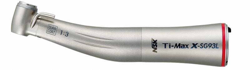 Chirurgie-Winkelstück Ti-Max X-SG93L mit rotem Ring und Lichtfunktion.