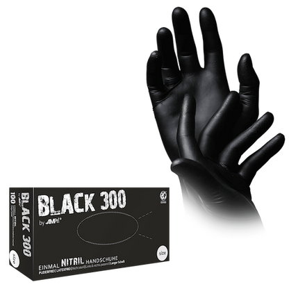 Black 300 Nitrilhandschuhe mit Überlänge, schwarz, puderfrei