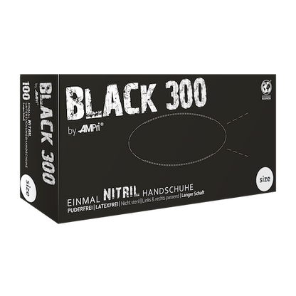 Black 300 Nitrilhandschuhe mit Überlänge, schwarz, puderfrei