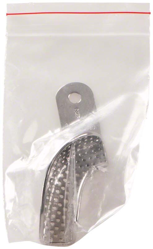 Abdrucklöffel ERGOLOCK aus Edelstahl in Plastikverpackung.