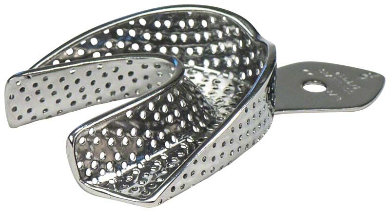 Abformlöffel ERGOLOCK gelocht aus Edelstahl für Unterkiefer XL.