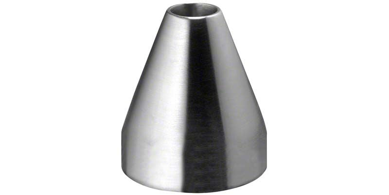 Rostfreier Sicherheitsständer für Spritzen in konischer Form.