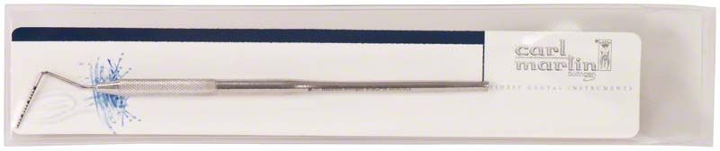 Parodontalsonde Figur CP15 von medic-star in Verpackung mit Tiefenmarkierungen.