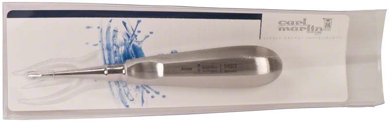 Wurzelheber ARROW n. BERNARD mit schlankem Arbeitsende in Verpackung.