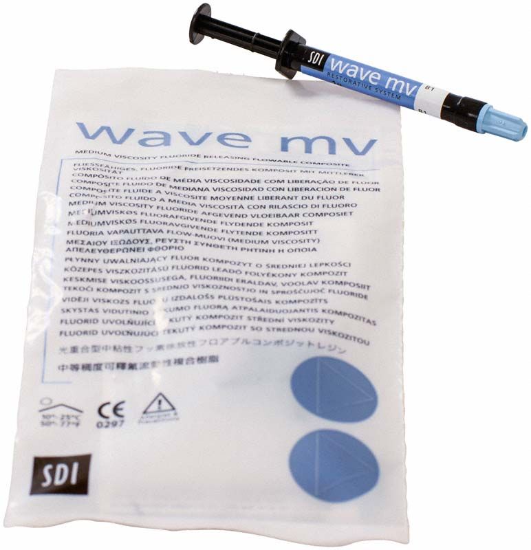 Wave MV Spritze B1 neben Verpackung mit blauer Aufschrift.