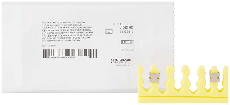 Gelbes Silikonsteg JG390 mit Verpackung im Hintergrund.