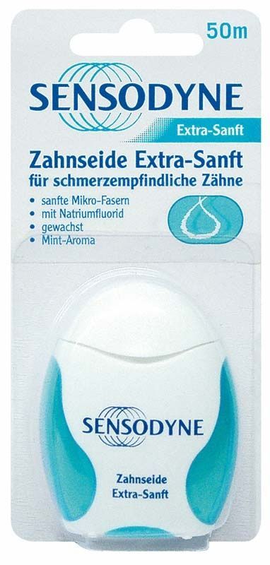 Sensodyne Zahnseide Extra-Sanft Verpackung mit 50 m Länge.