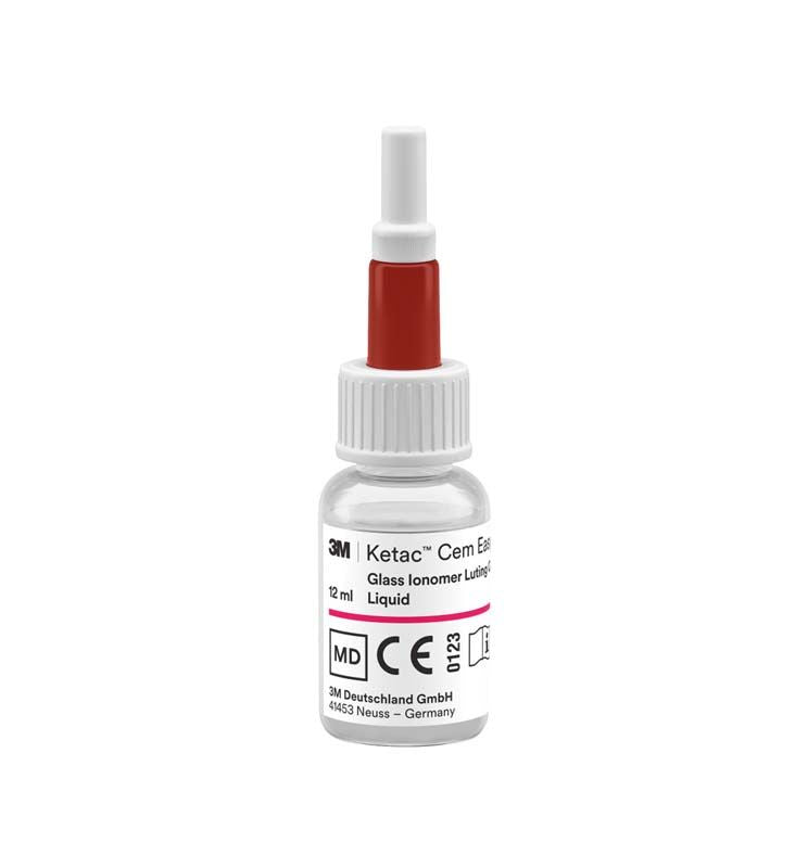 Ketac™ Cem Easymix Flüssigkeit in Flasche mit rotem Applikatoraufsatz.