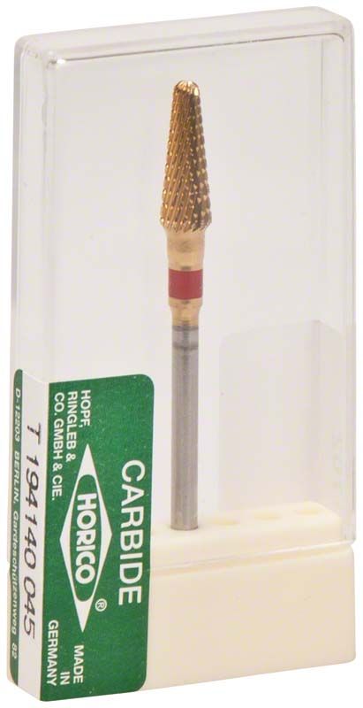 Hartmetallfräser mit Titannitrid-Beschichtung in transparenter Verpackung.