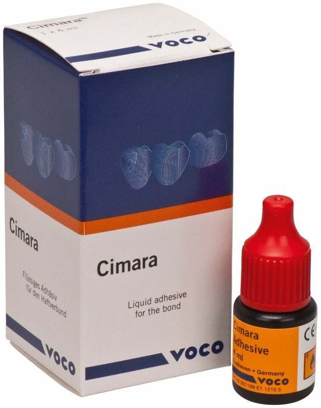 Cimara Zircon Adhäsiv Produktverpackung und Fläschchen mit rotem Verschluss.