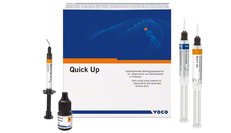 Selbsthärtendes Befestigungsmaterial Quick Up® Set für zahnärztliche Prothesen.