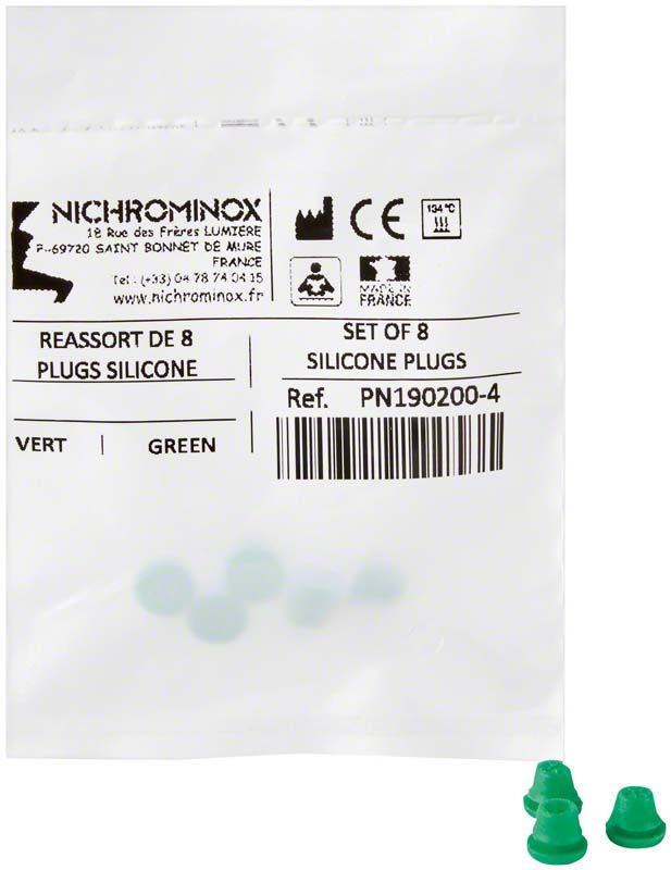 Silikon-Einsätze für Bohrerhalter in grüner Farbe, Verpackung mit Beschriftung.