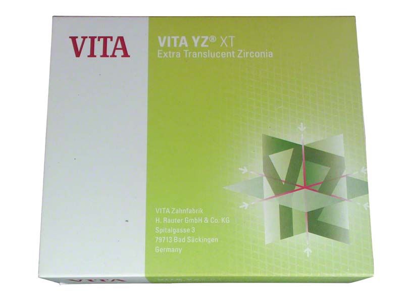 Verpackung der VITA YZ® XT Color Disk 14mm A1 in grünem Design.