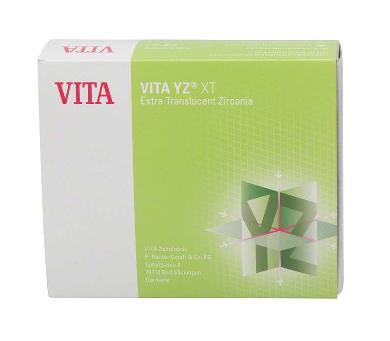 Verpackung der VITA YZ® XT Color Disk 20mm A2 aus Zirkonoxid.