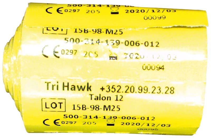 Tri Hawk Bohrer Talon 12 Spezialform in gelber Verpackung.