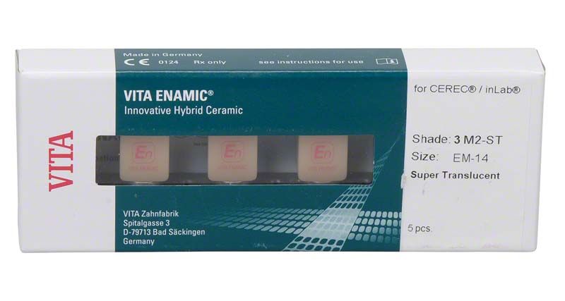 VITA ENAMIC® Hybridkeramikblock in Verpackung für CEREC®/inLab EM-14 ST 3M2.