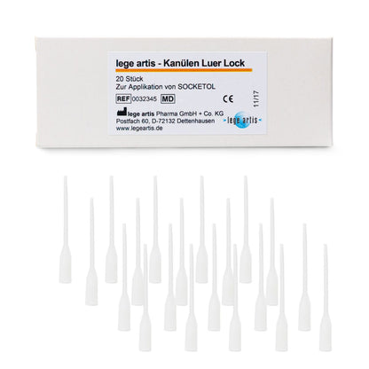 Lege artis-Kanülen Luer Lock Ansatz mit Verpackung, 20 Stück.