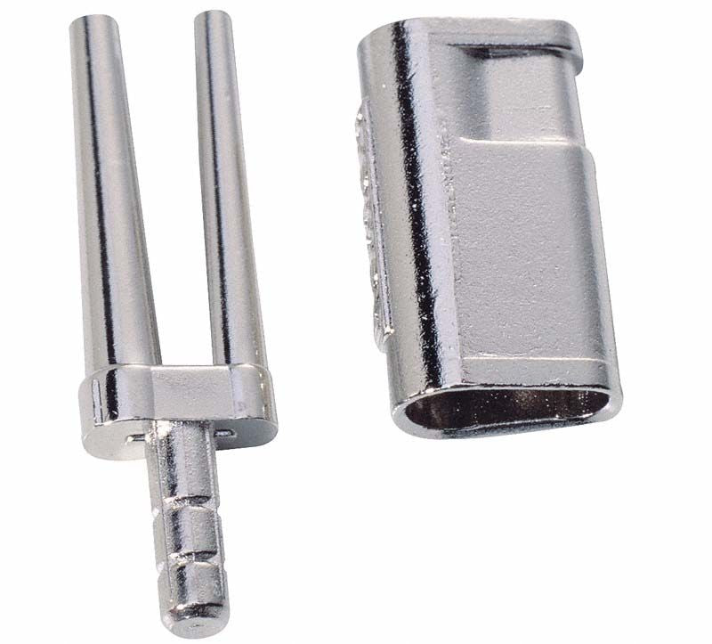 Schmaler Modellpin mit Metallhülse für dentalen Einsatz.