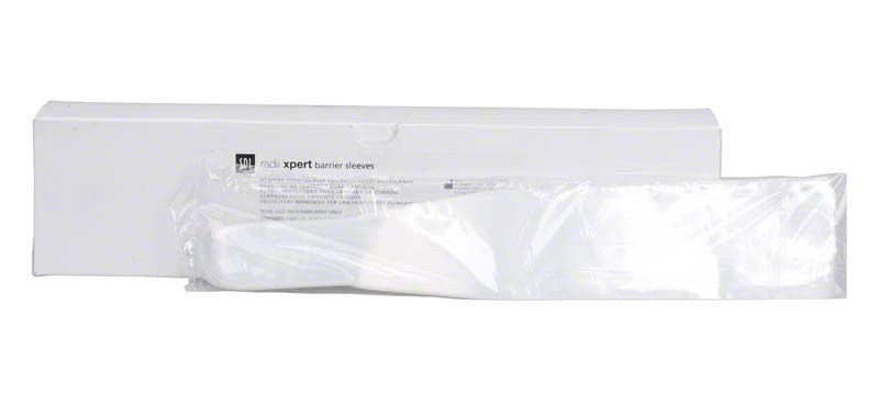 Hochwertige Einmal-Schutzhüllen für radii xpert Lampe in weißer Verpackung.