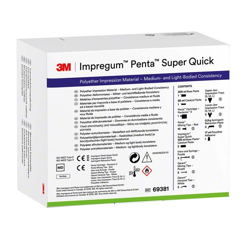 Impregum™ Penta™ Super Quick Medium/Light Body Introkit-Verpackung mit Produktinformationen.